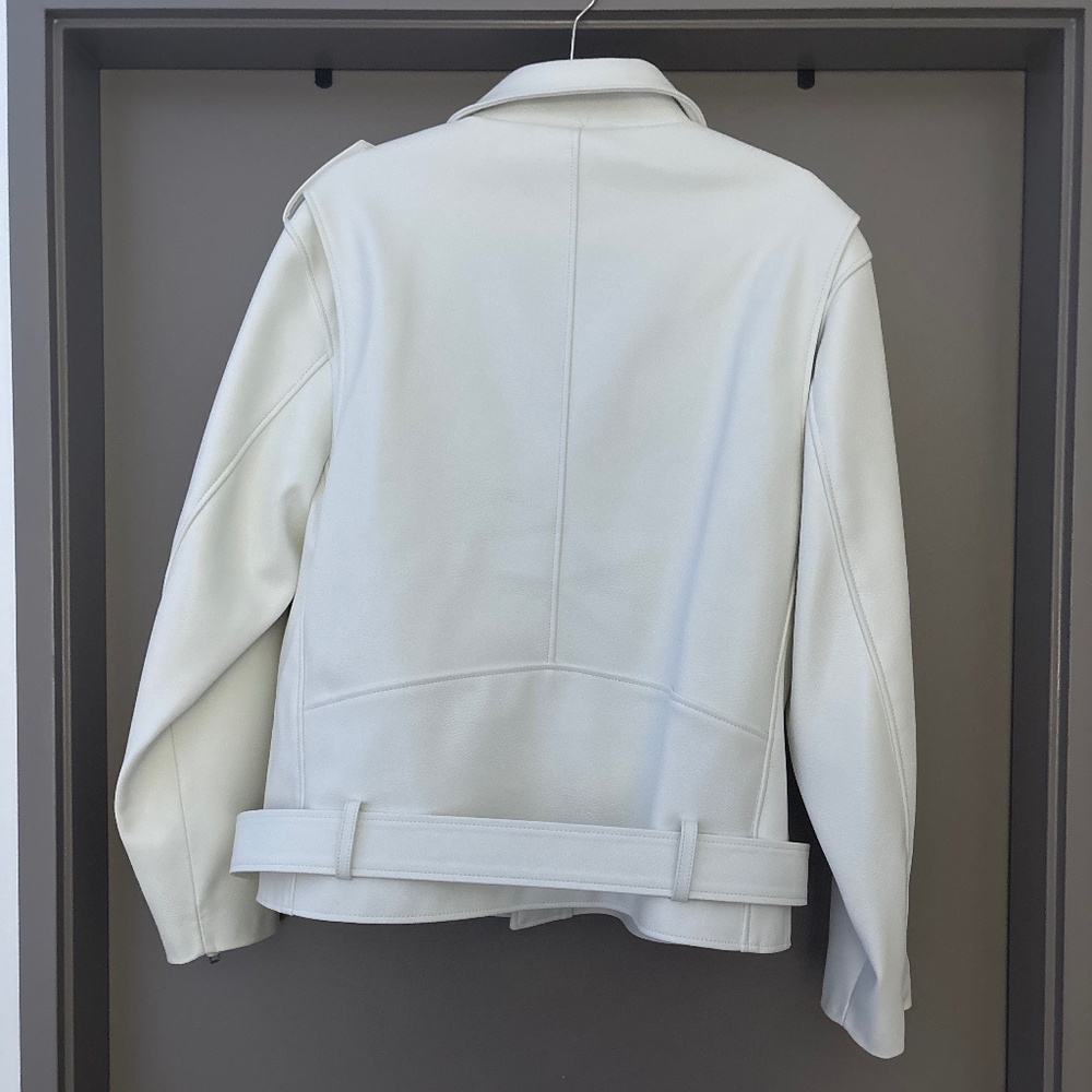The Frankie Shop ARIA Faux Leather Oversized Biker Jacket RARE WHITE - Picture 7 of 8